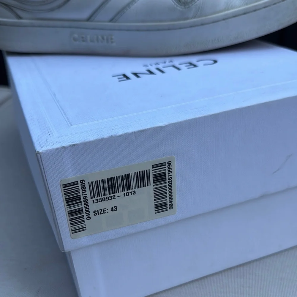 Celine Off-White Leather Low-Top Sneakers - Picture 2 of 9